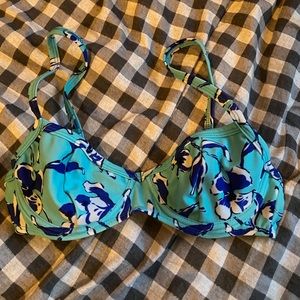 blue flower vintage underwire bikini top